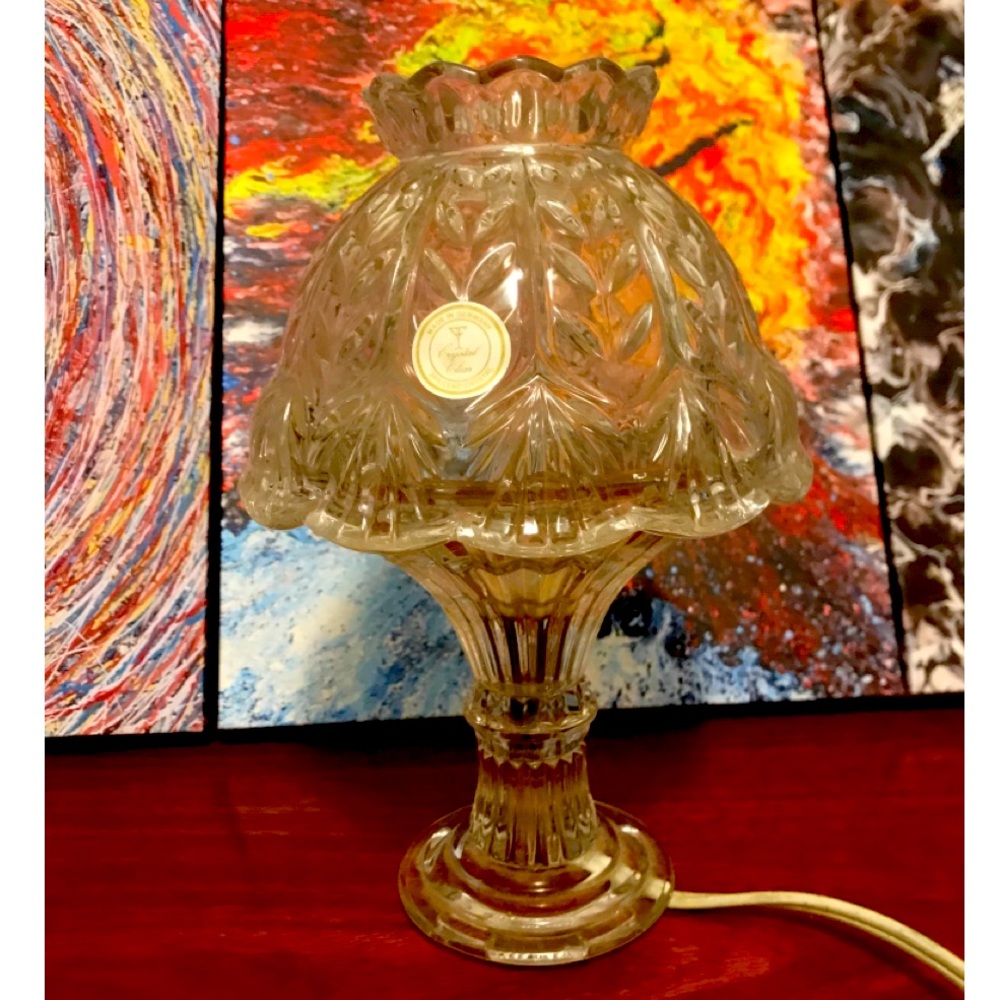 German 24% Lead Crystal Vanity / Nightstand Lamp